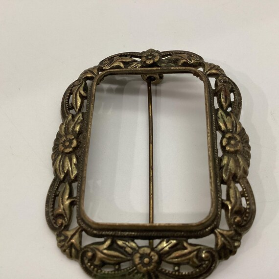 Edwardian Rectangular Buckle-Form Sash Pins • Flo… - image 4