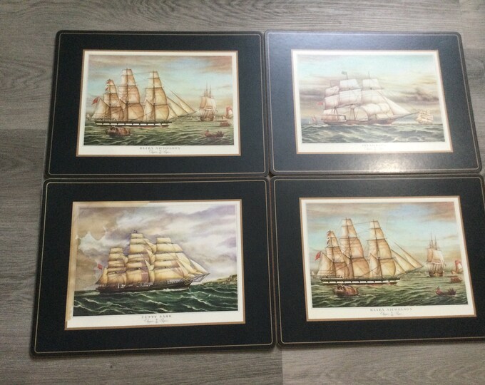 Vintage Set of 4 Pimpernel Large Sized Placemats / Clipper Ships / 16