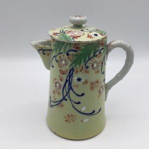 Antique / Vintage Asian Handpainted Chocolate Pot for 2