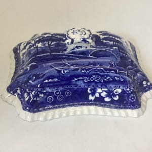 Vintage Copeland Spode Tower Rectangular LID Only for Serving Bowl/ Blue Transferware with Gadroon Border / Old Backstamp