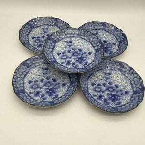 Vintage Set of 5 Japanese Matsumine Kiln Porcelain Dessert Plates