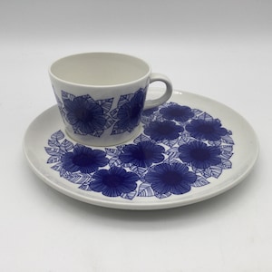 Rare Mid Century Arabia Finland Malva Snack / Breakfast Set / Cup and Plate / Esteri Tomula / 1965-1969 / 4 Sets Available