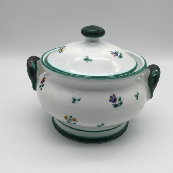 Vintage Gmundner Keramik Alpine Flowers Pattern / Austria / Covered Bean Pot