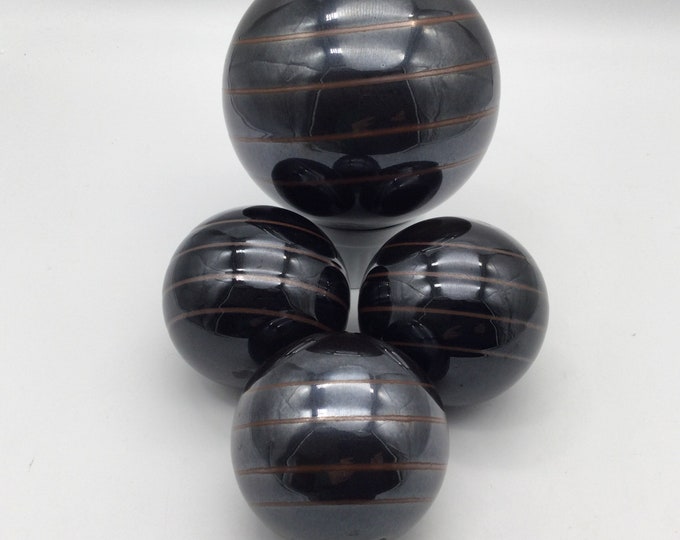 Set of 4 Decorative Ceramic Balls / Orbs / Black With Brown Etsy