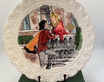 Italian Hand Painted Verona Juliet Balcony Plate Signed Dipinto a Mano Romantic Wall Decor 10”