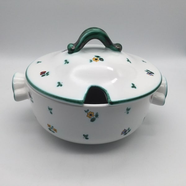 Vintage Gmundner Keramik Alpine Flowers Pattern / Austria / Covered Soup Tureen