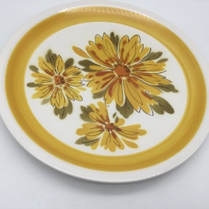 Chop Plate / MCM Mikasa Cera Stone / Daybreak  / D1351 / Japan / Large Yellow Flowers