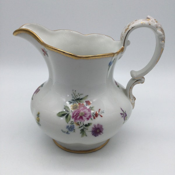 Antique T & V Limoges France Floral Pitcher  / Dresden Style Floral Sprays / Tressemann and Vogt/ 1891+