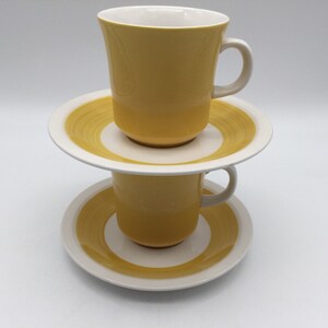 Set of 2 Coffee Cups and Saucers MCM Mikasa Cera Stone / Daybreak  / D1350 / Japan / Yellow / 3 sets available