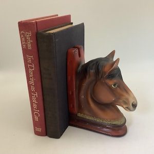 Vintage Ceramic Horseshoe & Horse Head Bookend / 1960’s / Horse Decor