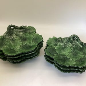 Vietri Italy Foglia Leaf Salad Bowls – Choose Set of 4 or 3 – Green Handcrafted Italian Pottery – Marked 7032 / Discontinued