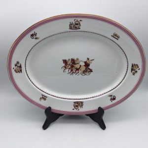 Rare Antique Copeland Spode Earthenware Oval Platter / Roman Chariot / D9626 / 1875
