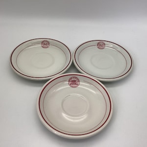 Vintage Bordentown Military Insitute Scammels Trenton & Carr China Co. Set of 3 Saucers / Restaurant China / NJ Memorabilia