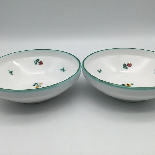 Vintage Gmundner Keramik Alpine Flowers Pattern / Austria /  Pair of Bowls / 6 5/8”