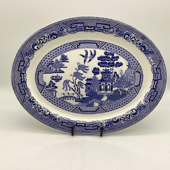 Antique Wood & Sons / Enoch Woods Blue Willow Oval Platter / Blue