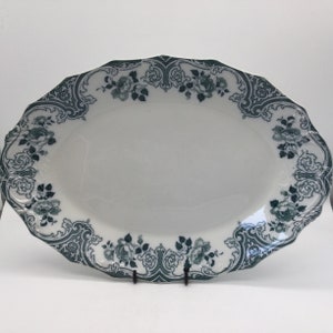 Antique Grindley Milton Green Transferware Oval Scalloped Platter  / 1897