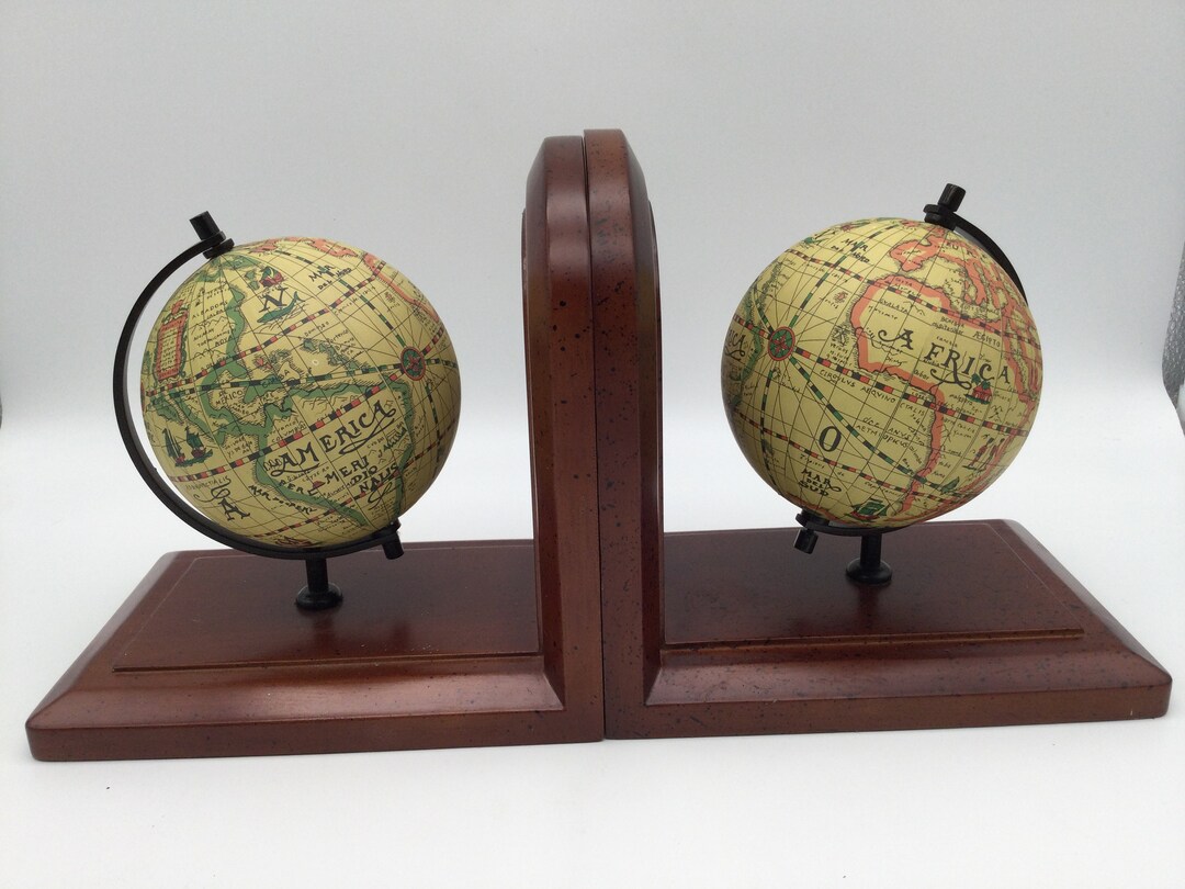 Vintage World Globe Bookends / Large Size Etsy