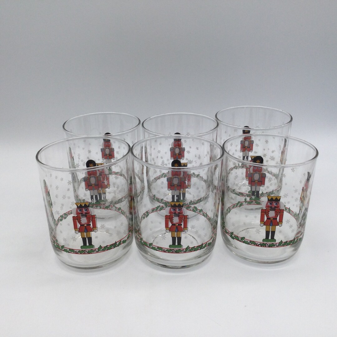 Vintage Libbey Glass Set of 6 Christmas Nutcrackers Rocks Glasses / 12 ...