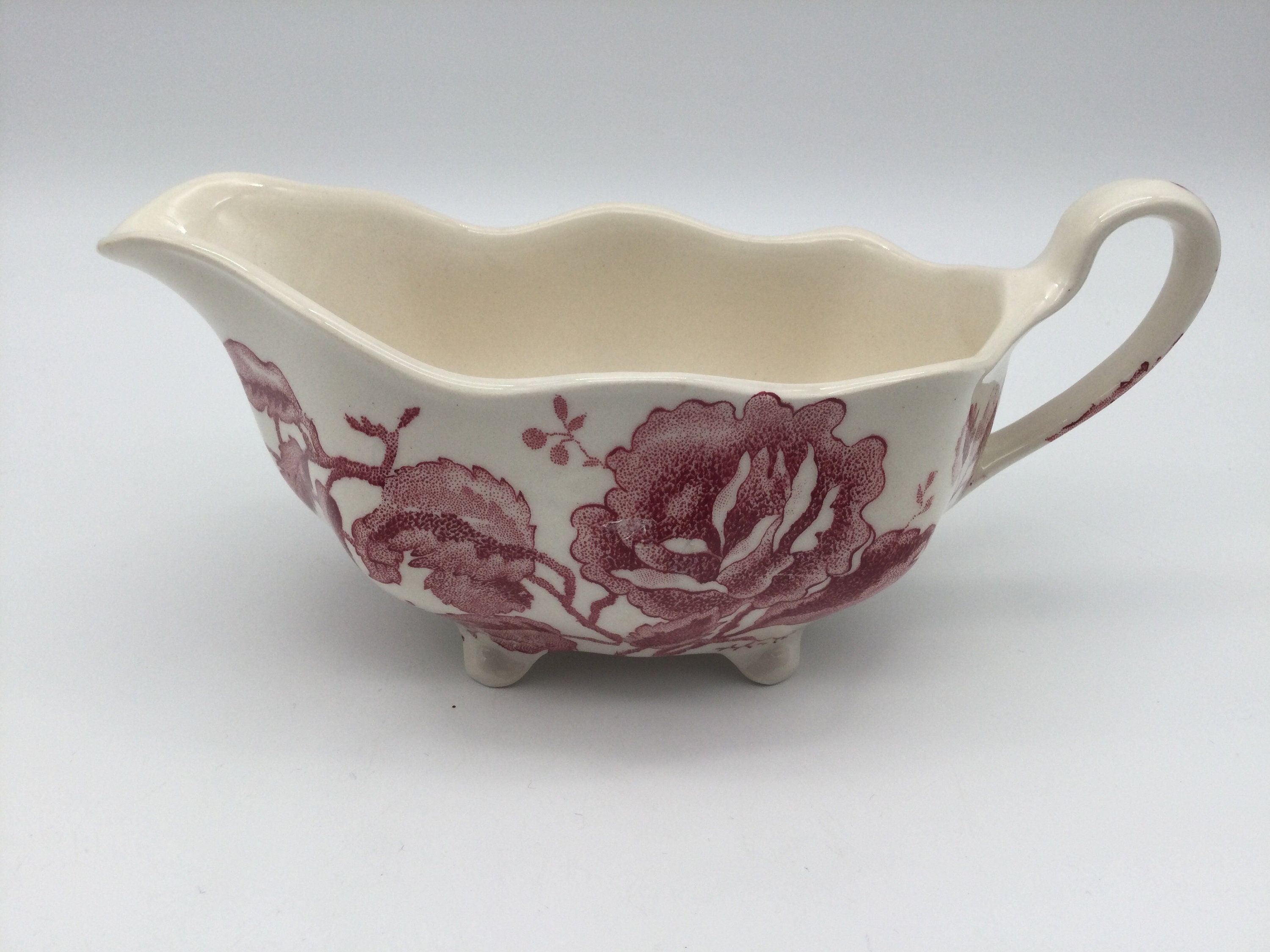 Vintage Johnson Brothers English Chippendale Red Gravy Boat 1935