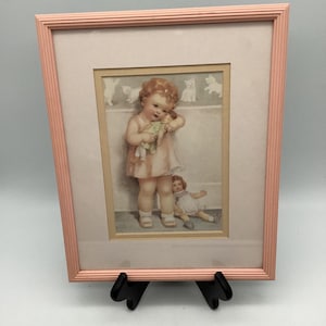 Vintage Bessie Pease Gutmann Framed Print / “Love is Blind” / 8” by 10” / Pink