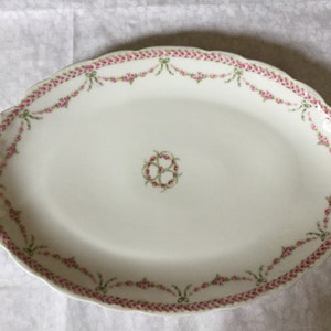 Antique Pink Rosebud Serving Platter / Krister Porzellan Manufaktur / KPM / 1904-1927