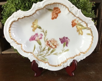 Antique Limoges Hand Painted Floral Porcelain Bowl – Gold Gilt Candy Dish