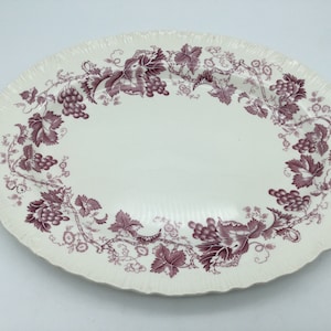 Wedgwood England Old Vine Purple Transferware Oval Serving Platter / 1950’s