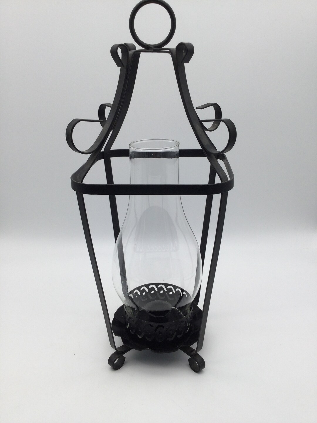 Black Metal Hurricane Lamp Candle Holder Etsy