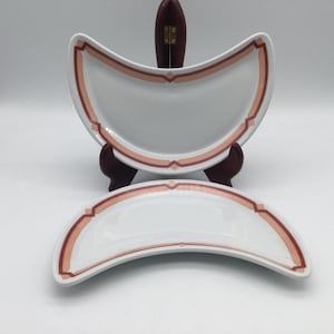 Vintage Coimbra Vista Alegre Portugal Pair of Crescent Shaped Side Dishes  / Bone Dishes