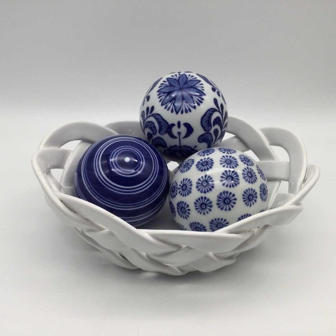 Set of 3 Chinoiserie Decorative Ceramic Balls / Orbs / Carpet Etsy
