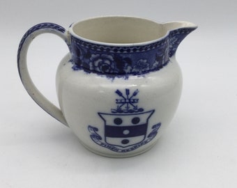 Wedgwood Fairbanks House Dedham Ma Pitcher / Creamer  / Historical Blue Transferware / Jones McDuffie and Stratton