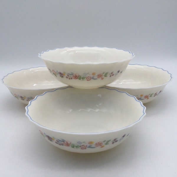 Vintage Arcopal France Victoria  Pattern / Set of 4 Cereal Bowls / 6.25” /  Opal Glass / France / Discontinued