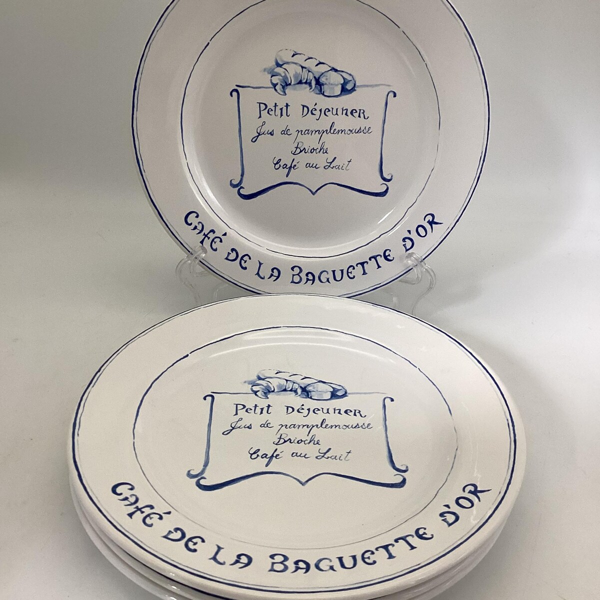 Williams Sonoma Café De La Baguette D’or Blue & White Luncheon Plates Set of 4 Portugal / A La Carte Collection Blue / Discontinued - Etsy