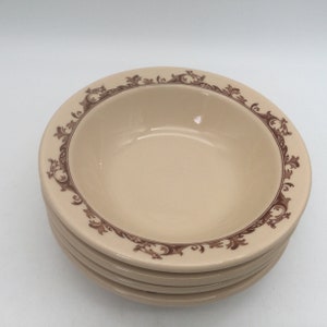 Vintage Mayer Restaurant China Mayan Ware / Curtis (Brown) Set of 4 Rimmed Bowls / 1930’s / 2 Sets Available