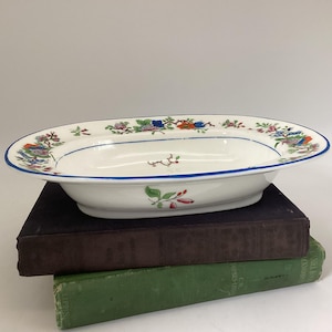 Antique Coalport Floral Porcelain Serving Bowl: R.H. Stearns & Co, c.1891-1920