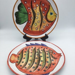 Choice of 1 Vietri Acquario Fish Design Dinner / Display Plate / Retired/ Italy