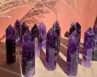 Choose Your Amethyst Crystal Tower 7cm - Healing Crystal for Calm, Intuition and Energy Balance – Third Eye Chakra– Spiritual Gift