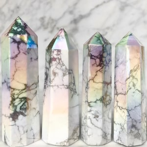 Choose Your Aura Howlite * 8 - 10 CM * 70 - 114 G . énergie positive . Howlite Crystal Point . Crystal Tower . Aura Crystal . ecolovestores