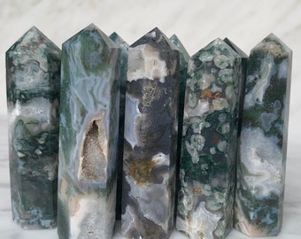 Choose your Agate Moss Dark * 7 - 8 CM * 33 - 60 GRAM . positive energy.Crystal Tower Point. Prosperity luck Crystal. ecolovestores