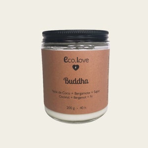 Citrus - Sweet - BUDDHA - Coconut + Bergamot + Buddha Wood + Fir. Soy candle 100g based on essential oil. Natural Smell