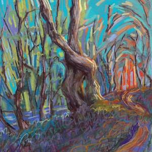 Intertwined. Original soft pastel painting/drawing in a modern semi abstract impressionistic style.