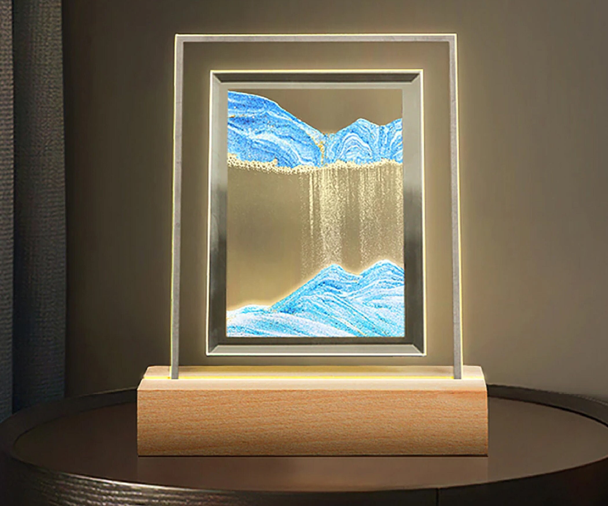 Moving Sand Art Picture, Sand Painting Liquid Motion Decor, Round Glass  Frame Display Flowing Sand Relaxing Decoration For Desktop (blue Sand  White) - Temu Norway