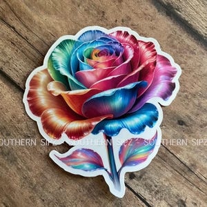 Rose Sticker, Rainbow Rose Sticker, Flower Sticker