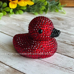 Rhinestone Rubber Duck, Bling Duck, Duck Duck, Rubber Duckie, Bejeweled Duck, Red Duck