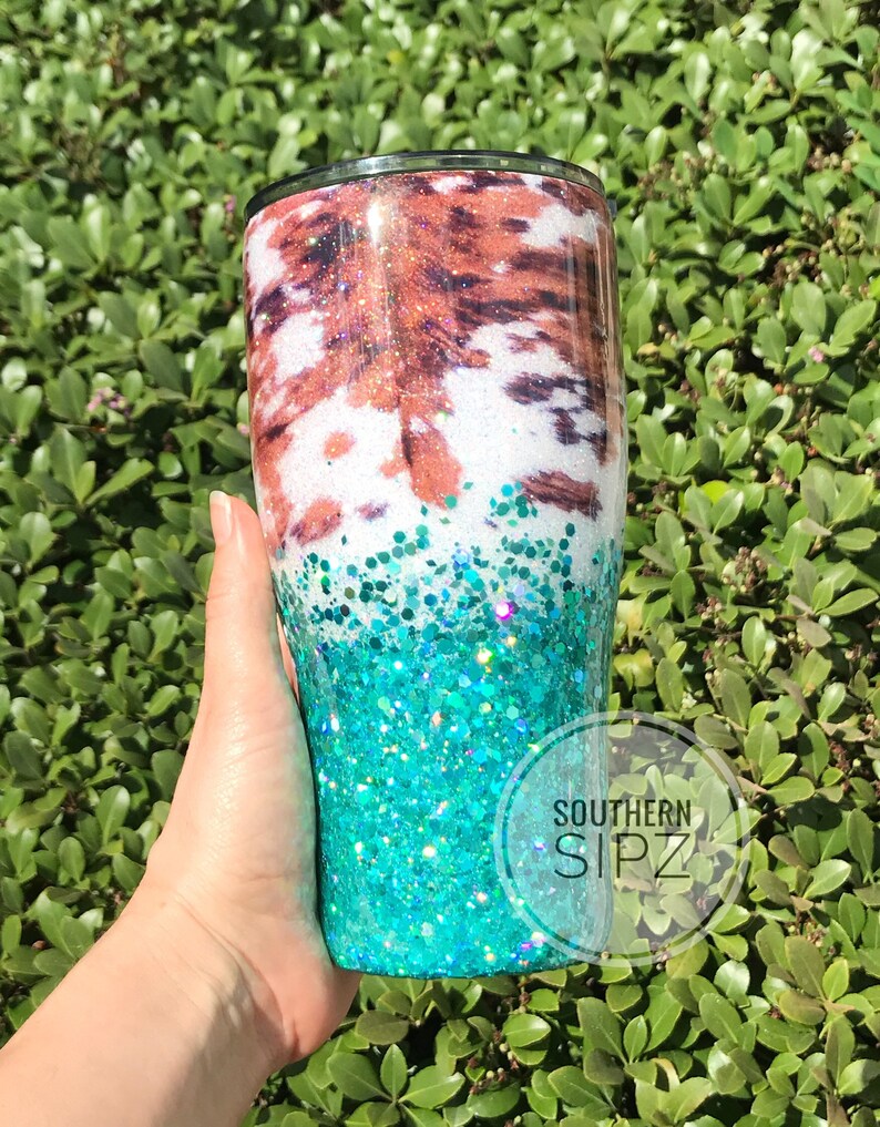 Cow Tumbler Cowhide Glitter Tumbler Glitter Tumbler Cow Etsy