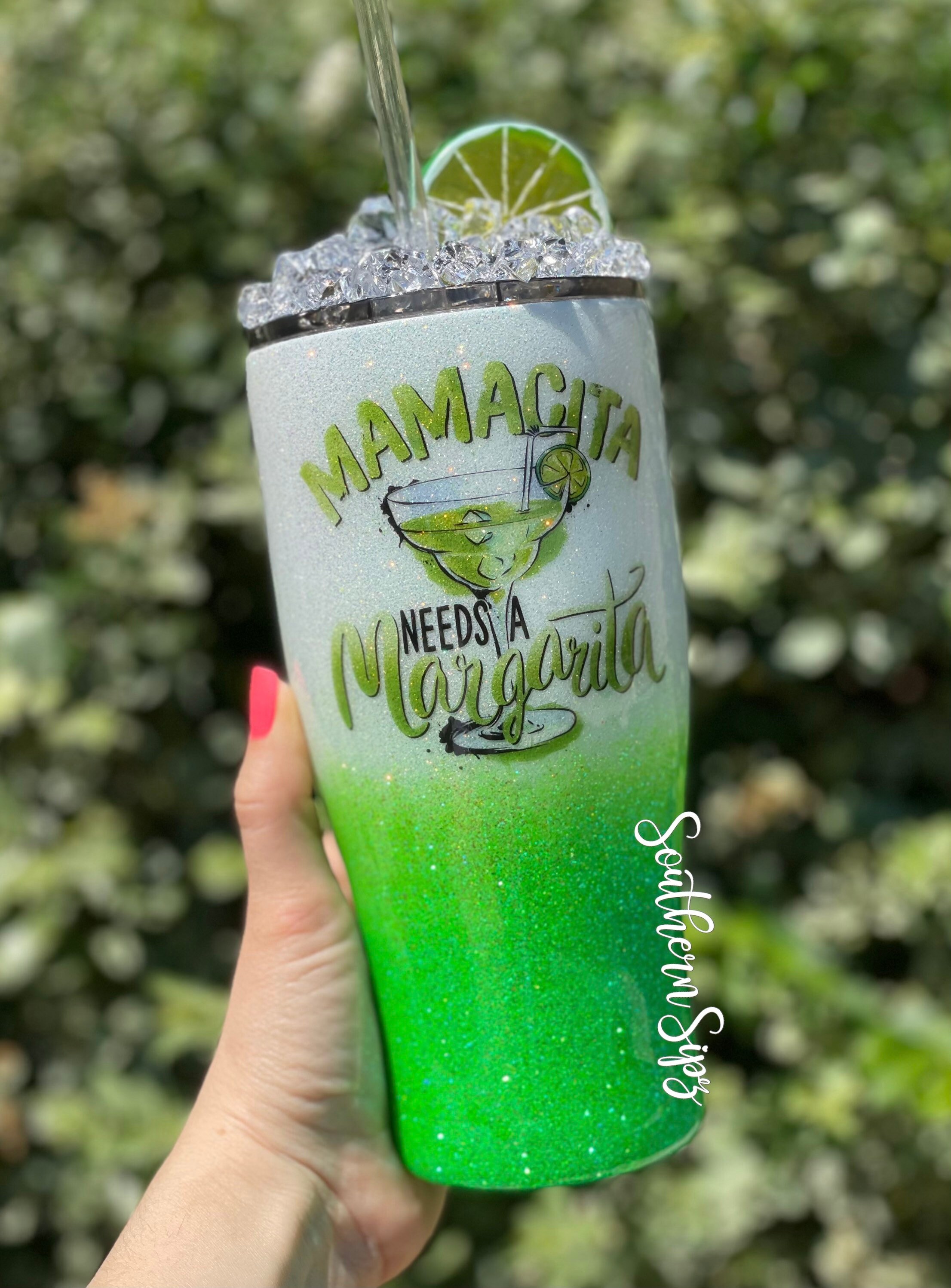 3D Margarita Tumbler with Faux Ice Topper Lime Tumbler Etsy