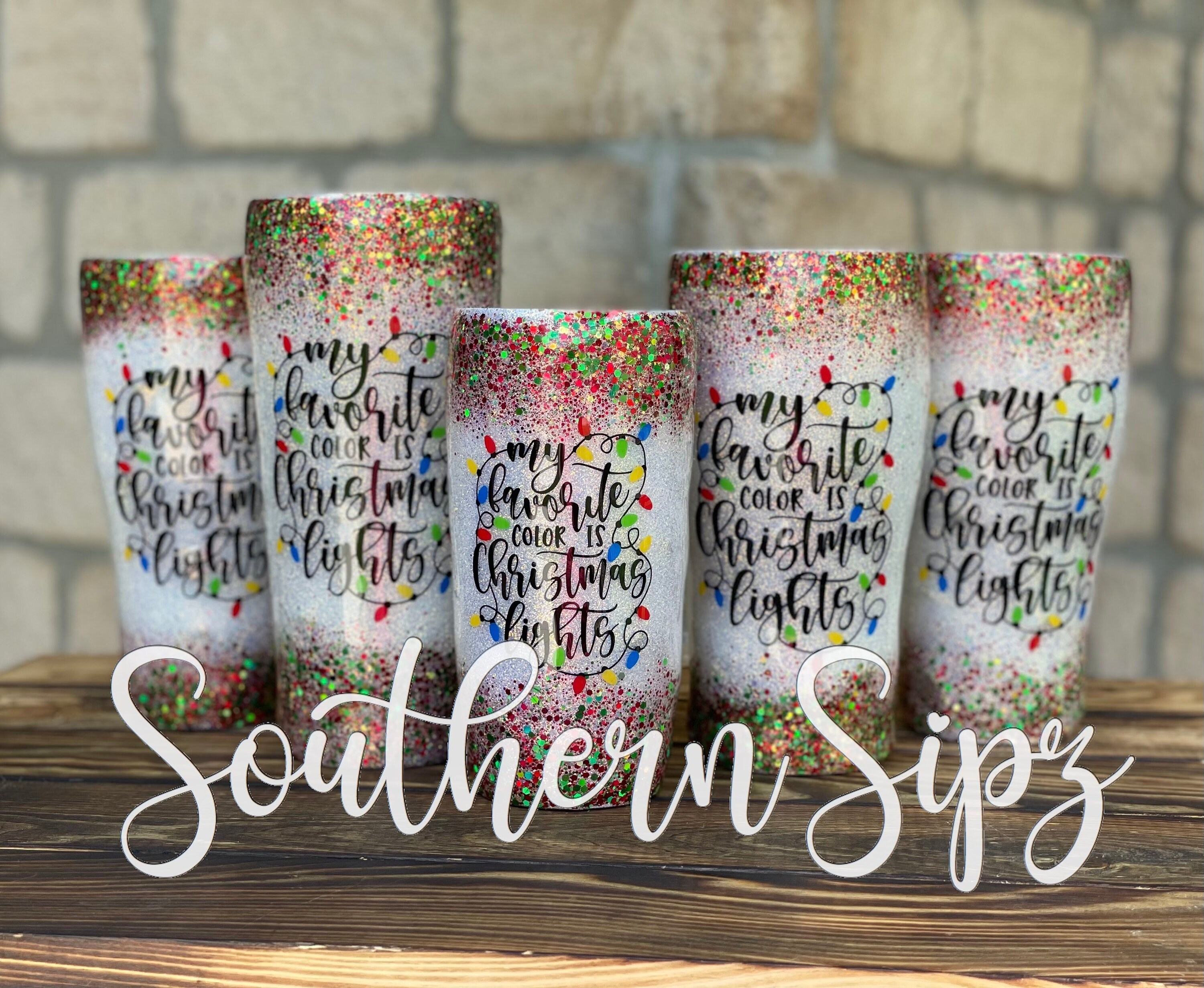 Christmas Lights Tumbler My Favorite Color is Christmas Etsy