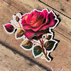 Red Rose Sticker, Rose Sticker, Flower Sticker