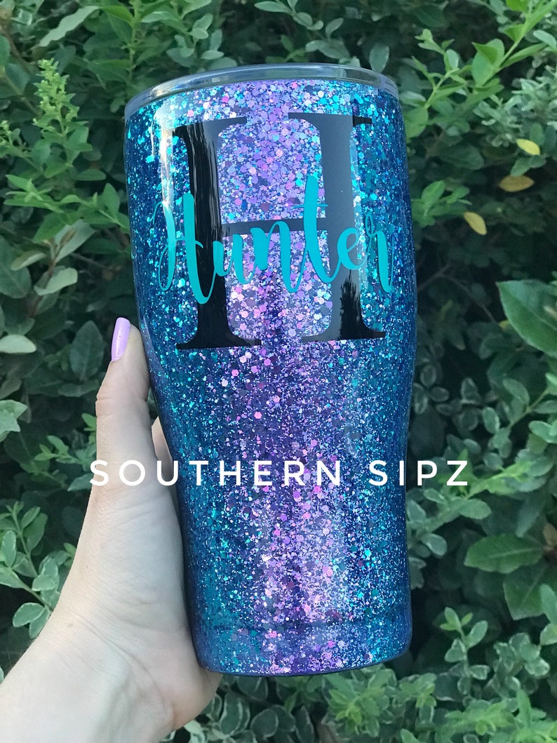 Purple Glitter Tumbler Glitter Tumbler Teal Tumbler Color Etsy