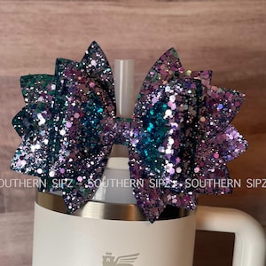Berry Truffle Bow, Stanley Berry Truffle Straw Bow, Glitter Straw Topper, Tumbler Bow, Pink Chroma Bow